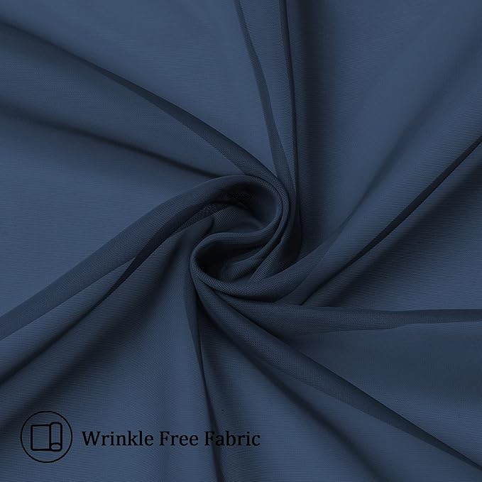 Aiyufeng Navy Blue Sheer Window Curtain Panels 54 Inch, Set of 2, Light Filtering Solid Voile Kitchen Curtains Drapes for Small Window/Kid's Room/Bathroom/Living Room/Bedroom, Rod Pocket, 40W x 54L