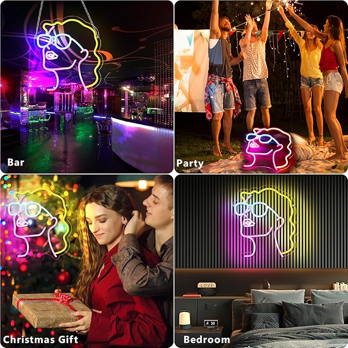 KHK Golden Hair Beauty, Neon Signs for Wall Decor Neon LED Signs Room Neon Light Up Signs Home Décor