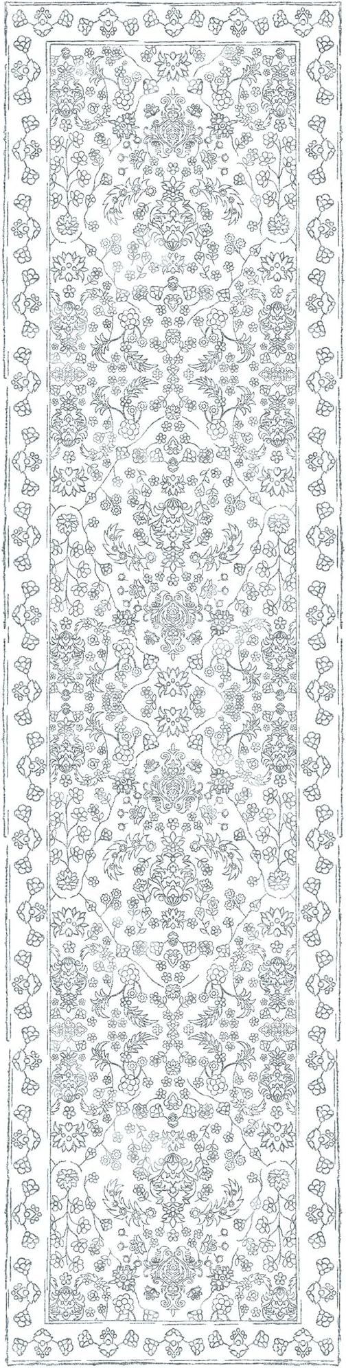 Floral Runner Rug 2x8 Hallway Washable Blue Kitchen Carpet Non Slip Boho Thin Farmhouse Throw Accent Long Rug for Laundry Bathroom Office Bedroom