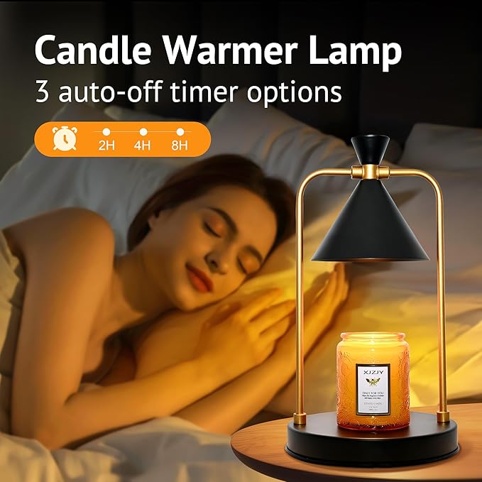 Candle Warmer Lamp with Timer Dimmer,Electric Candle Wax Warmer,Candle Lamp with Large Base for Scented Jar Candles,Gifts for Mom Women,House Warming Gifts for New Home Decor,Black