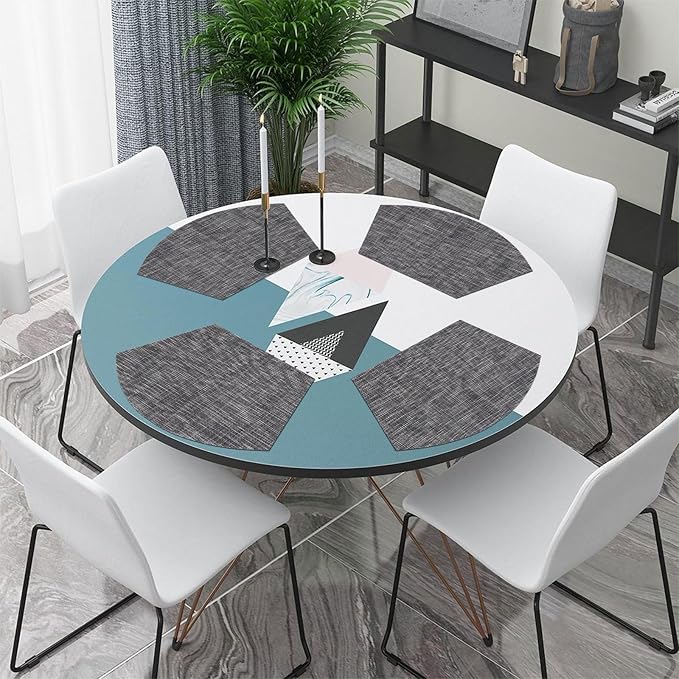 SHACOS Wedge Placemats Set of 4 Woven Vinyl Small Round Table Placemats Wipe Clean Round Table Mats Placement Mat Indoor Outdoor, Dark Gray