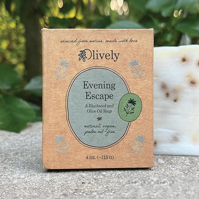 Evening Escape - All Natural Soap Bar - Soap Bar handmade with Blackseed and Olive Oil - Bar Soaps made with 100% natural ingredients - Body and Bath Soap - Vegan