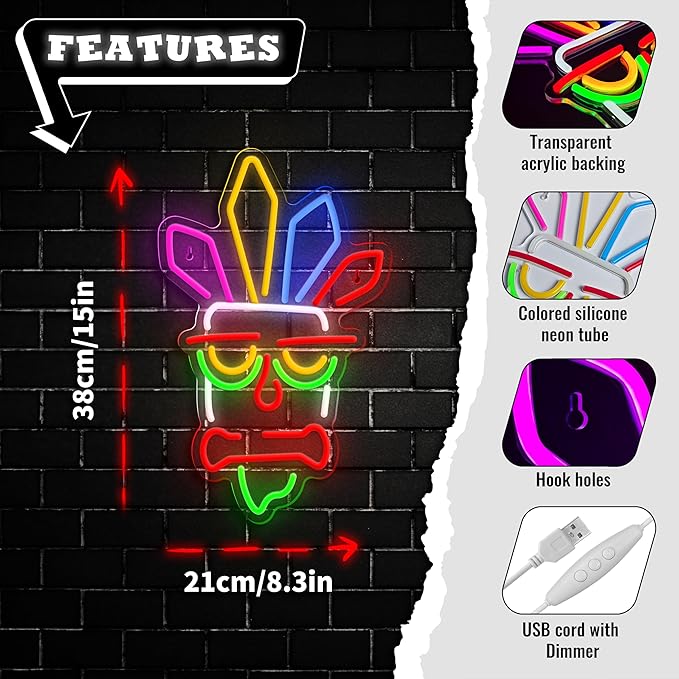 Tiki Bar Neon Sign Dimmable Led Neon Signs for Tiki Bar Wall Decor USB Powered Led Light for Beer Pub Club Restaurant,Party,Man Cave, Game Room Wall Decor