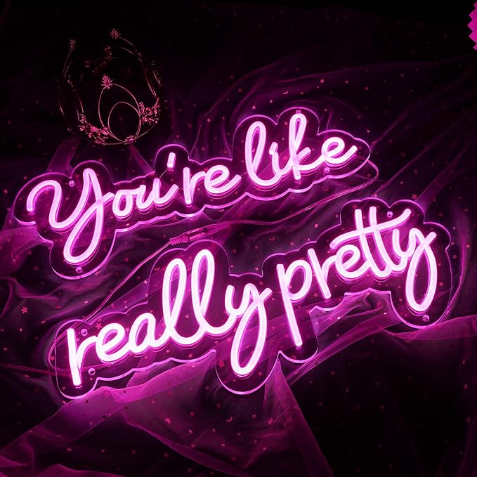 35x7 Inch Large You're Like Really Pretty Neon Signs for Wall Decor, Pink Led Neon Light Art Salon Wedding,Bachelorette Party Teen Girls Room Dimmable Switch USB Power