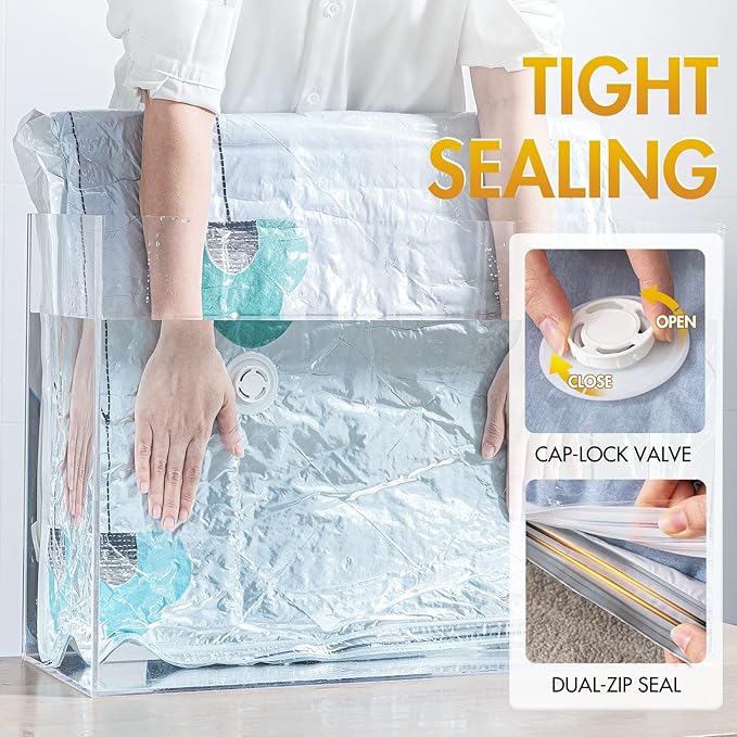 TAILI 4 Pack Vacuum Storage Bags, Jumbo Vacuum Seal Bags for Clothing (40x31 Inch), Space Saver for Bulky Bedding, Comforters, Blankets, Pillows, Large Closet Organization and Storage
