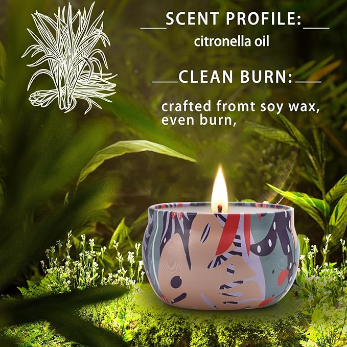 16 Pack Citronella Candles Outdoor, Scented Citronella Candles Set with Fresh Citronella Oil and Natural Soy Wax for Camping, Garden, Patio, Yard, Balcony