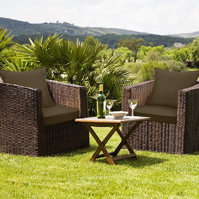 Deep Seat Cushions, Outdoor Cushions, Patio Furniture Cushions, Deep Seat & Back Cushion Patio Cushions for Backyard Couch Sofa Fade Resistant (22x24x4 in, Solid Dark Brown)