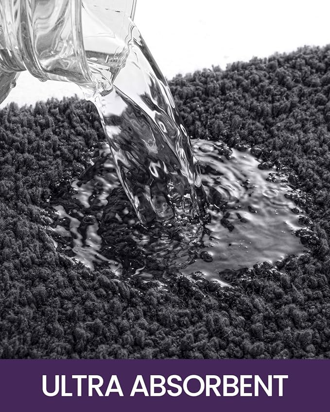 DEXI Bathroom Rug Mat 36x24, Extra Soft and Absorbent Bath Rugs, Washable Non-Slip Thick Carpet Mat for Shower Floor, Tub, Charcoal