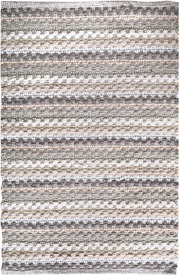 Chenille Bath Mat Rug 24x36 inch- 100% Cotton Soft Absorbent and Machine Washable Shower Bath Rug - Linen Combo