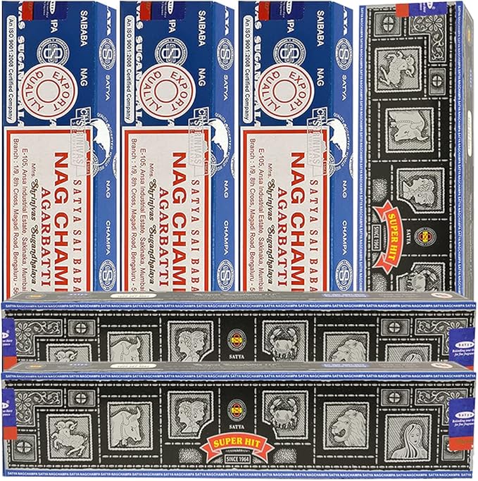 Nag Champa Super Hit Incense Sticks & Holder Bundle Variety Pack from House of Satya Incense Sticks and Trumiri
