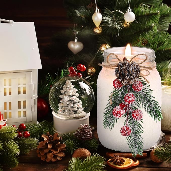 2 Sets Christmas Candles 18 oz Christmas Scented Candles Soy Mason Jar Candles Gifts for Women Farmhouse Xmas Decoration for Home Room Indoor Tables Forest Fragrance