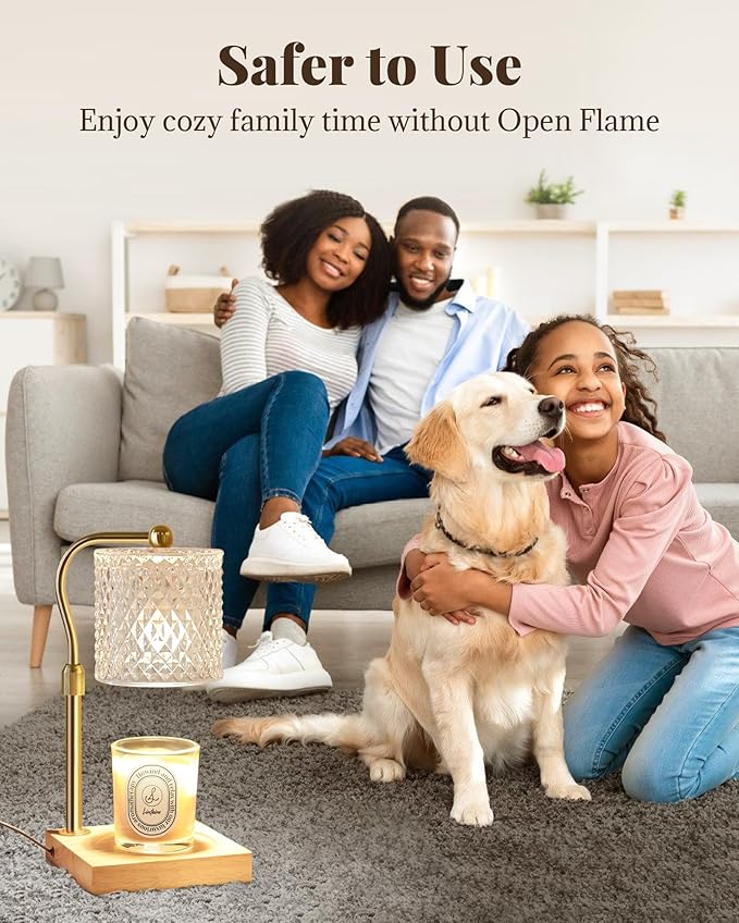 Candle Warmer Lamp with Timer Dimmer Adjustable Height, Mothers Day Gifts for Mom, Birthday House Warming New Home Decor Gifts for Women, Electric Wax Warmer with 2 Bulbs for Jar Candles, Clear
