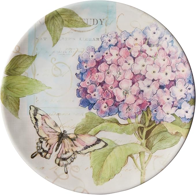 Hydrangea Garden 12 pc Melamine Dinnerware Set, Service for 4
