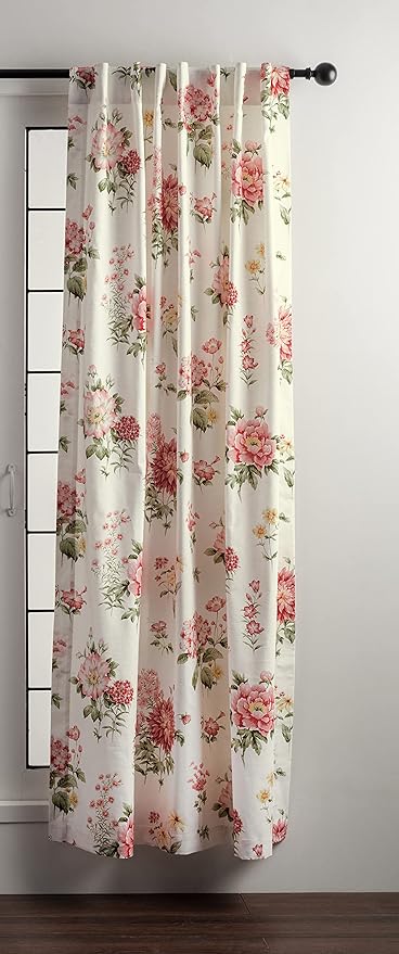 Maison d' Hermine Curtains for Living Room 100% Cotton 84 inch Length Two Panels Light Filtering Curtains for Bedroom Windows with Rod and Loop Pockets Drapes (Swyncombe Coral, 50" W x 84" L)