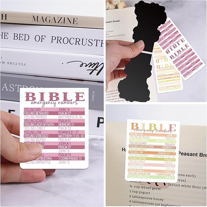 Bible Emergency Numbers Magnetic Bookmarks: 8 Pcs Religious Scriptures Magnet Book Marks, Christian Book Markers Clips, Gifts Sunday School Bible Study Supplies