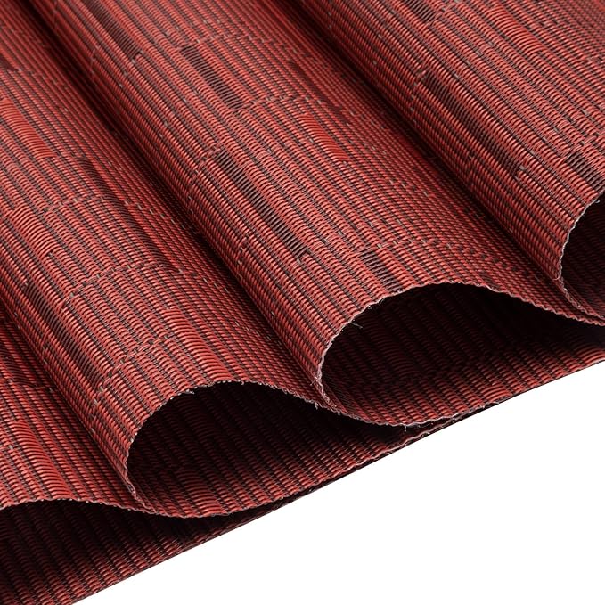 SHACOS Small Round Table Placemats Set of 4 Wedge Placemats Burgundy Red Heat Resistant Table Mats Wipe Clean (4, Burgundy Red)