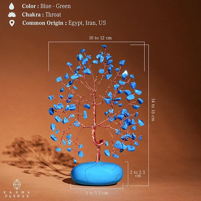 Crystal Tree of Life Home and Office Feng Shui Decor, Turquoise Healing Crystal Handmade Bonsai Tree for Positive Energy, Good Luck, Money, Christmas Decor, Birthday Gifts for Women, Mom