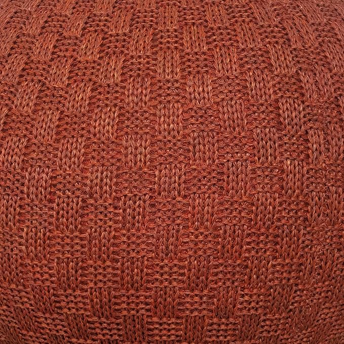 ARTPLAN Round Knit Pouf Hand Knitted,Outdoor Ottoman Foot Rest,Boho Home Decor for Living Room-Bedroom