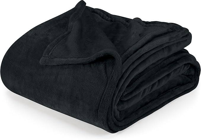 Utopia Bedding Black Fleece Blanket Full Size Lightweight Fuzzy Soft Anti-Static Microfiber Bed Blanket (90x84 Inch)