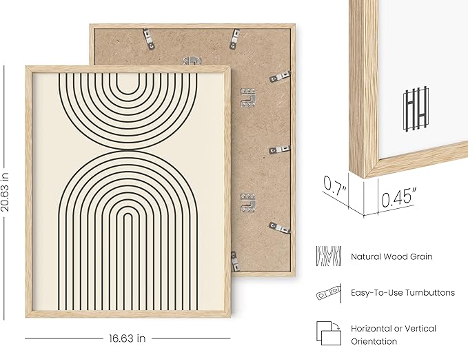 HAUS AND HUES Boho Prints for Wall Decor - Set of 6 Geometric Posters and Bohemian Art Prints Mid Century Wall Art | Aesthetic Bohemian Wall Decor (16x20, Framed Beige)