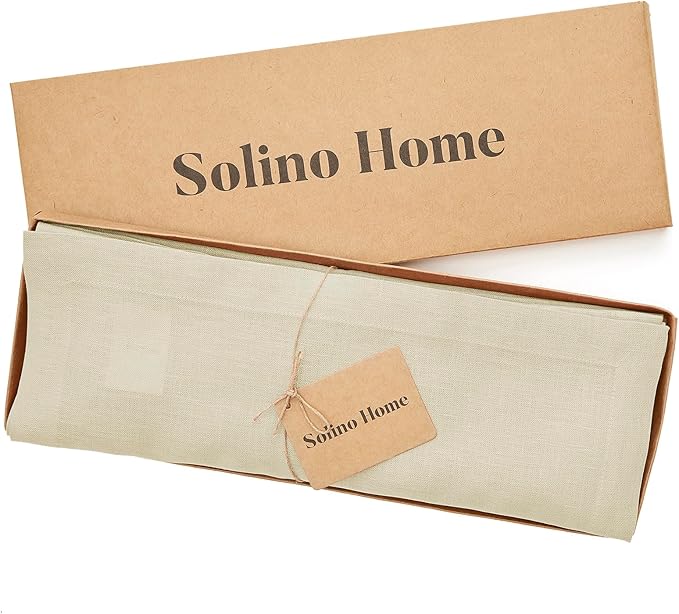 Solino Home Linen Cloth Placemats Set of 4-100% Pure Linen Birch Placemats 14 x 19 Inch for Summer - Fete