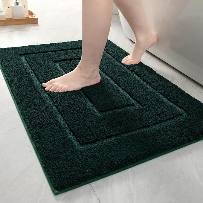HOMORE Bathroom Runner Rug 24x36 Inch Bathroom Runner Rugs Non Slip Washable Bath Rug, Soft and Absorbent Bath Mat, Plush Bath Rugs and Mat for Shower Floor,Hunter Green
