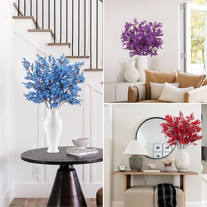 AILANDA 6 Bundles Babys Breath Artificial Flowers Red, 39.4'' Long Stems Faux Flowers Real Touch Silk Flowers Arrangement for Floor Vase Home Wedding Kitchen Dinning Table Christmas Centerpieces Decor