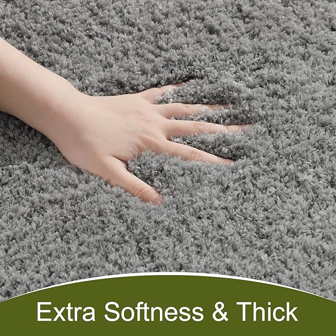 AROGAN 24x60 Inch Long Bathroom Runner Rug, Luxury Thick Soft and Absorbent Microfiber Non Slip Bath Mat, Rubber Backing Quick Dry Rugs Carpets, Machine Washable Plush Mats for Shower Floor, Grey