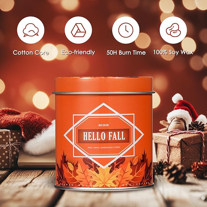 Holiday Scented Candle, 9oz Soy Aromatherapy for Home, Fall Winter Christmas Gifts for Women Men