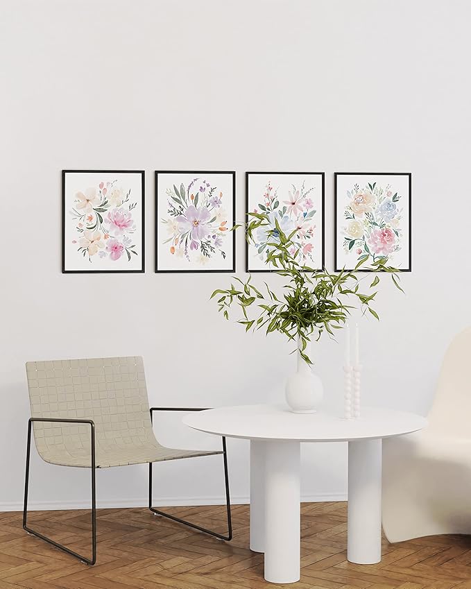 HAUS AND HUES Bouquet Set Art Print Set of 4 16x20 - Framed Black
