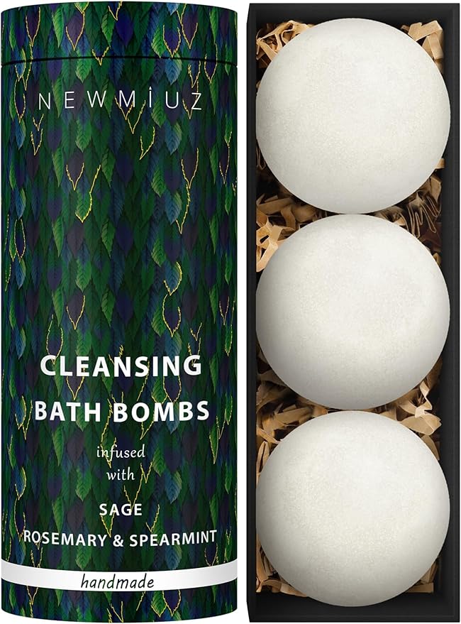 Sage Bath Bombs Spiritual Bath Energy Clearing Protection Shielding Smokeless Smudging Sage Rosemary and Spearmint Relaxation Stress Relief Spa Gift