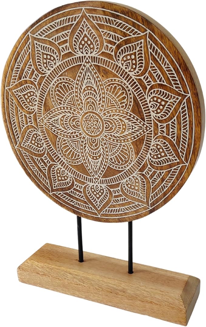 Wooden Carved Handmade Engraved Table Decor - Table Statue for Living Room, Bedroom, Office Desktop, Cabinets, Shelf (Natural White)