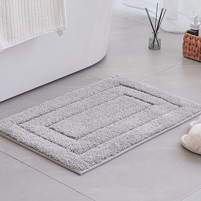GRANNY SAYS Gray Bathroom Rugs, Bath Mats for Bathroom Non-Slip, Super Soft and Water Absorbent, Microfiber Bath Rugs, Machine Wash Dry, Bath Rugs for Floor, Tub and Shower, 16" x 24"