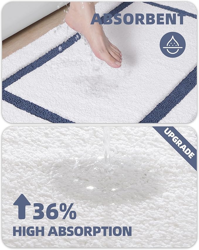 Color&Geometry Bathroom Rugs, Water Absorbent and Quick Dry Microfiber Bath Rugs-24"x36", Non-Slip, Machine Washable, Extra Soft Plush Bath Mats for Bathroom, Laundry Room, Shower and Tub