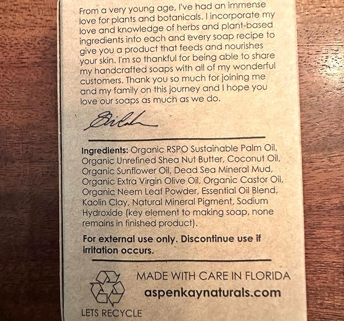 Aspen Kay Naturals Soap Bars 4.5oz, Dead Sea Mud and Neem