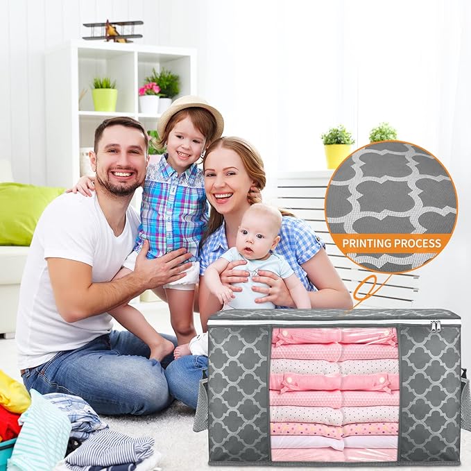 Clothes Storage Bags, Storage Organizer with Durable Handles for Closet Organization, Comforter, Blankets, Bedding and Toys 90 L Large - 2 Pack