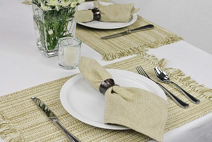 DII Variegated Tabletop Collection, Placemat Set3x19, Taupe, 6 Piece