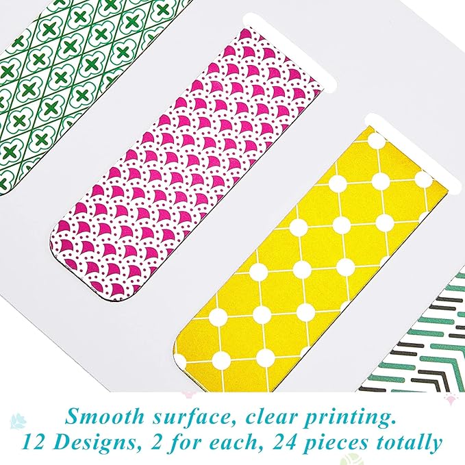 Zonon 24 Pcs Magnetic Bookmarks Clips Women Christmas Bookmark Magnetic Page Markers for Women Colorful Page Markers for Students Teachers Reading Xmas Gift(Cute)