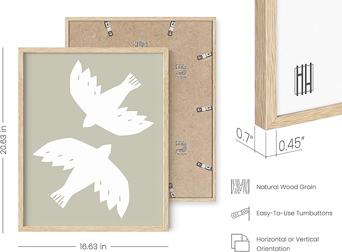 HAUS AND HUES Boho Pictures Wall Decor - Mid Century Modern Wall Art, Neutral Aesthetic, Botanical Wall Art Framed, Coral Artwork Wall Decor, Gallery Wall Frame Set 16x20 Framed Beige