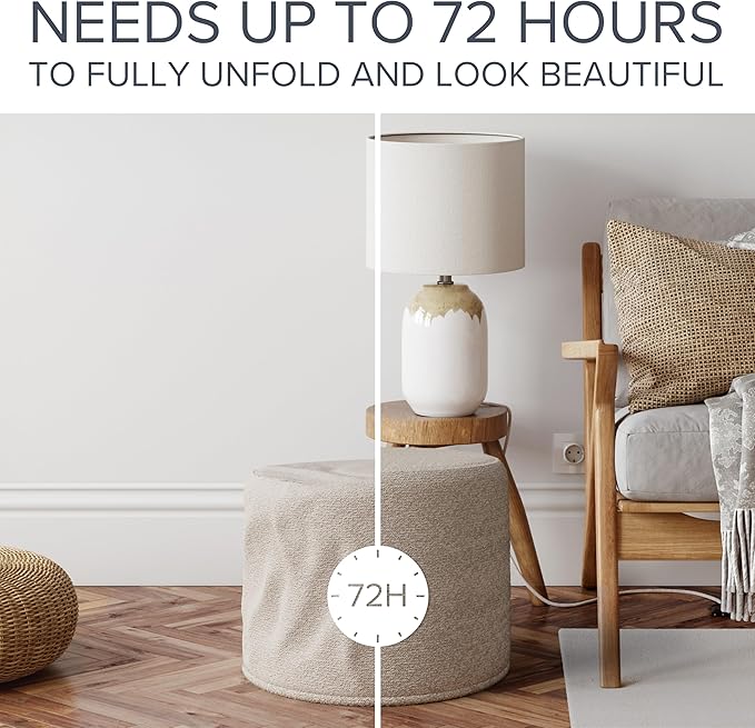 ZICOTO Beautiful Boucle Pouf Ottoman and Foot Rest - Elevate Your Living Room Decor with Lightweight Comfort and Charm - A Round Modern Foam Filled Foot Stool Perfect to Rest Your Feet