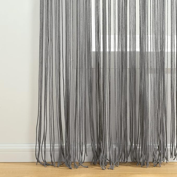 Lush Decor Boho Macrame Tassel Cotton Window Curtain/Room Divider/Wedding Backdrop/Wall Decor, 84" L x 50" W, Gray