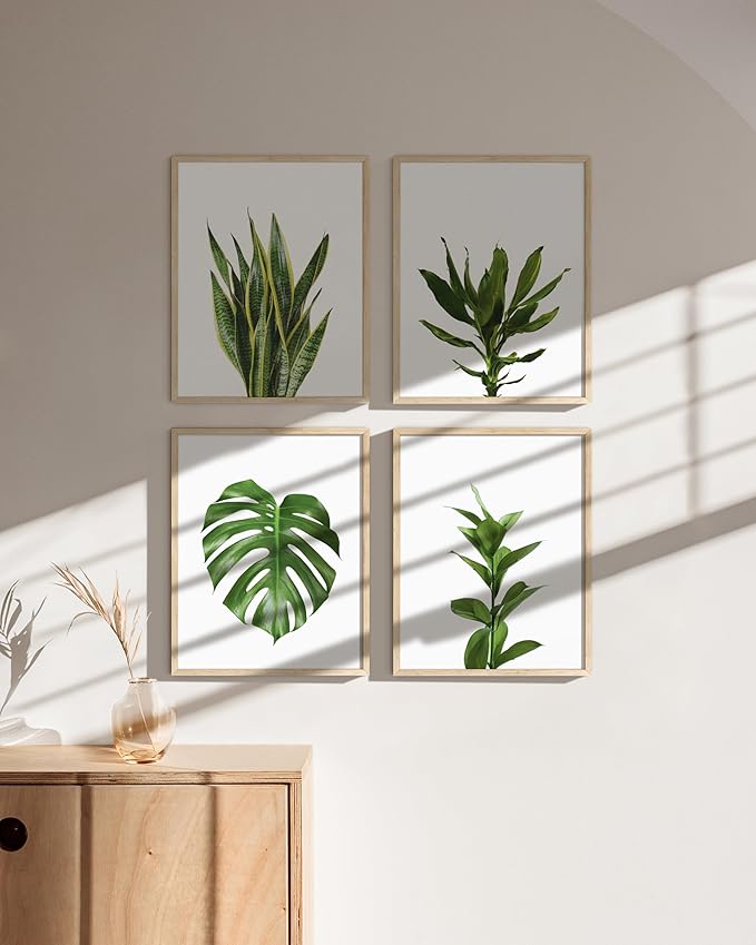 Plant Photo Set of 4-8x10 Framed Beige