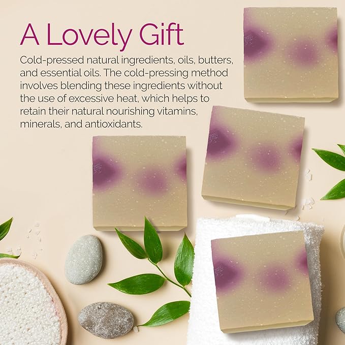 Handmade Natural Bar Soap Gift Set - 100% All Organic Vegan Bath Moisturizing Handmade Artisan Scented Cold Process Fragrant Soaps with Essential Oil - 4 Pack (Pomegranate Cherry)