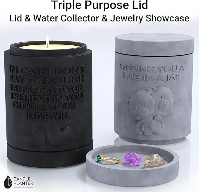 Candle Planter Triple Purpose Romantic, Aromatherapy Candles - Natural Soy Wax, Long-Lasting 50-Hour Burn, Sandalwood Scents - Gifts for Him, Her, Couple, Husband and Wife Birthday Gift Ideas