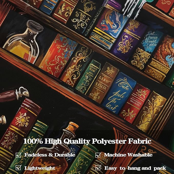Lunerfex Witch Bookshelf Library Tapestry Wall Decor Tapestry for Bedroom Art Tapestries Wall Hanging for Bedroom Living Room Bookshelf06 70"x90"