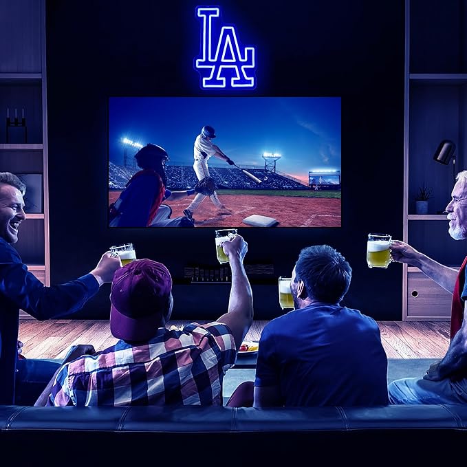 LA Baseball Neon Sign, Los Angeles Cool Light Up Dimmable LA Baseball Team Logo Hanging Led Neon Sign for Wall Decor, Bedroom, Party, Man Cave, Garage, Birthday Christmas Gift for Baseball Fans