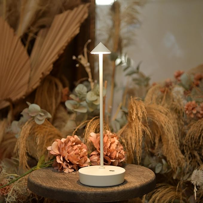 Set of 2 Rechargeable Cordless Table Lamp,6000mAh LED Battery Operated Desk Lamp Touch 3 Color Dimming Portable Outdoor Waterproof Table Light for Patio/Restaurant/Dining/Home (White)