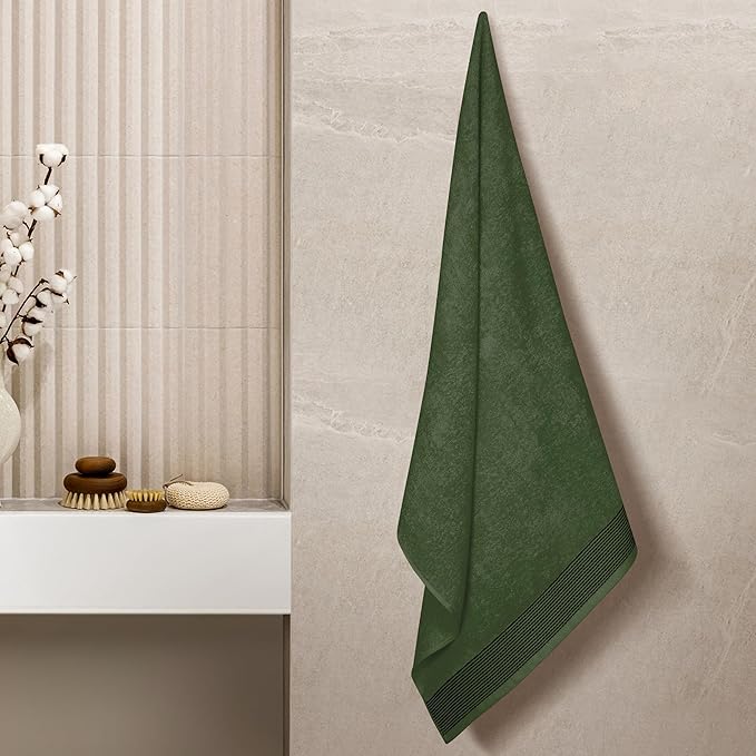 Belizzi Home Ultra Soft 4 Pack Oversized Bath Towel Set 27x54 inches, 100% Cotton Bath Towels, Highly Absorbant Compact Quickdry & Lightweight Towel, Ideal for Gym Travel Camp Pool - Olive Green