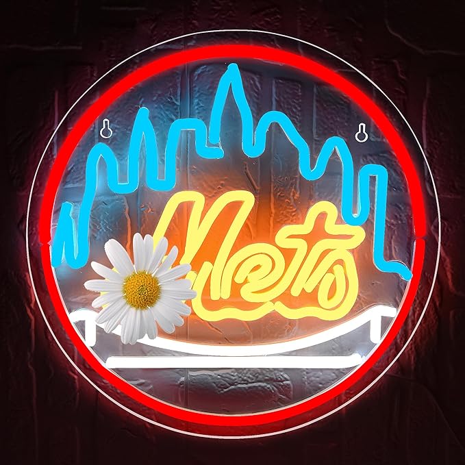 Baseball Neon Sign for Wall Decor Mete Baseball LED Light Up Sign Baseball Wall Decor Sports Neon Lights for Club Bedroom Man Cave Bar Sports Gifts for Men Teen Boys Fans,Size 13.4*13.4 inch(FMXD151)
