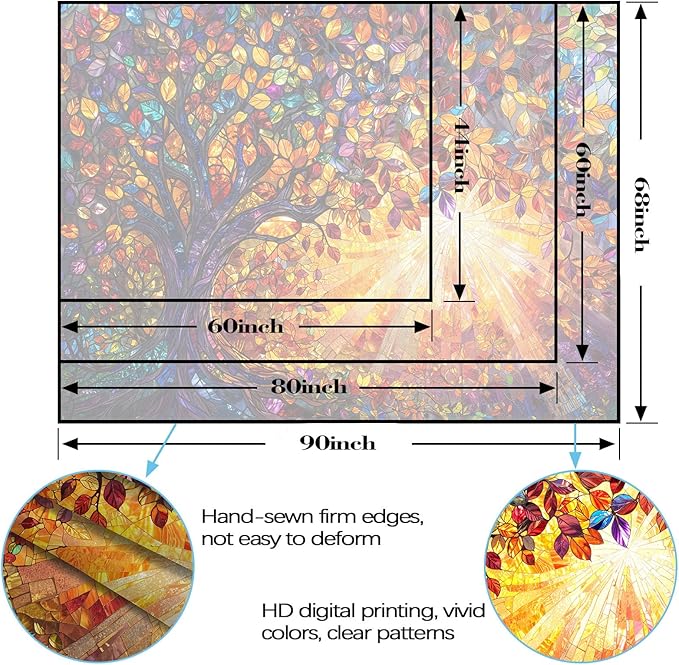 Lunerfex Tree of Life Tapestry Stained Glass Tapestry Wall Decor Tapestries for Bedroom Art Tapestries Wall Hanging for Bedroom Living Room Glass-Tree-03 44"x60"